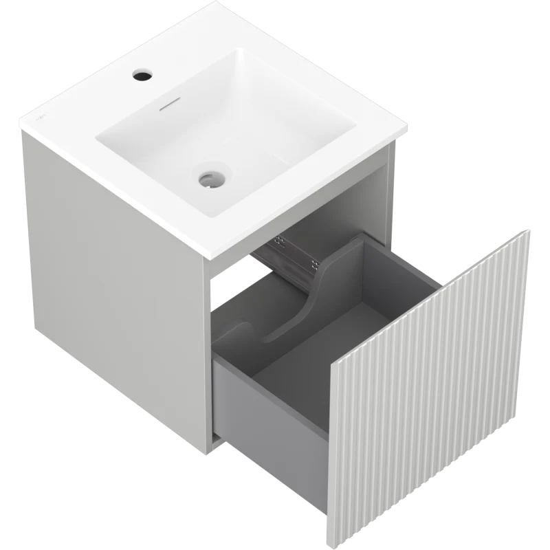 Servantskap med vask 45 cm grå/hvit matt, Mexen Rivel, 1 skuff - 91A20-04547-1-BF62-W18M01