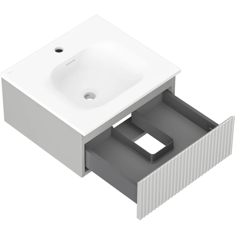Servantskap med vask 50 cm grå/hvit matt, Mexen Rivel, 1 skuff - 91A20-05023-1-BF62-W23M01