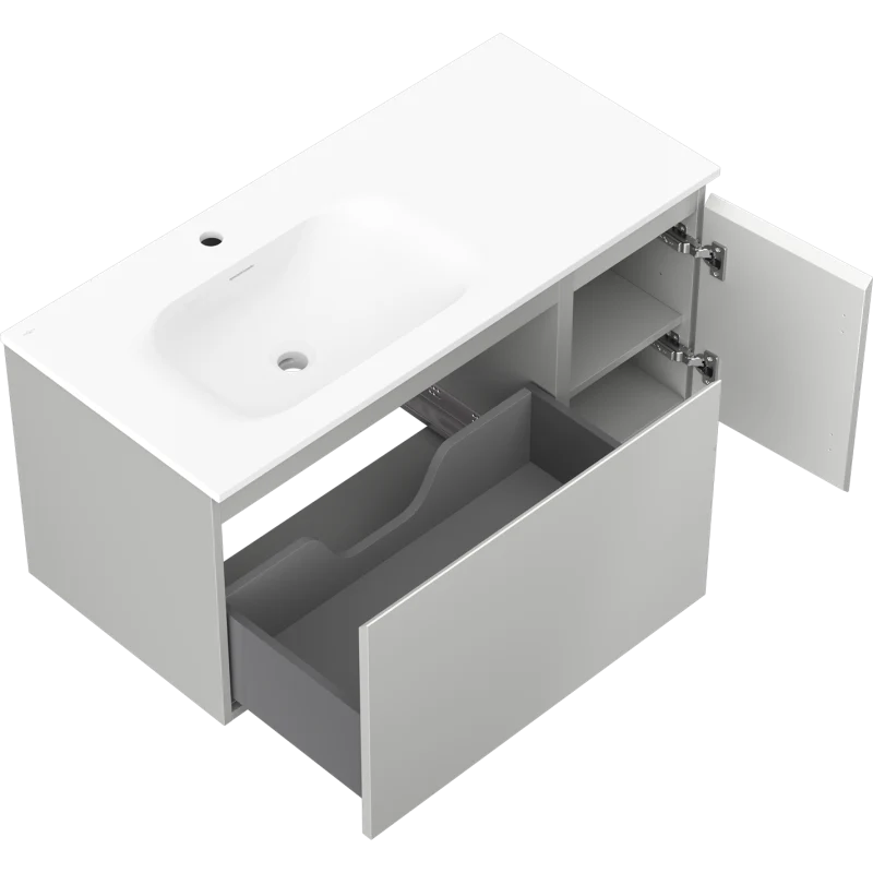 Servantskap med vask 90 cm grå/hvit Mexen Orio Vela venstre - 91A13-09047-3-BBFF62-W23L01
