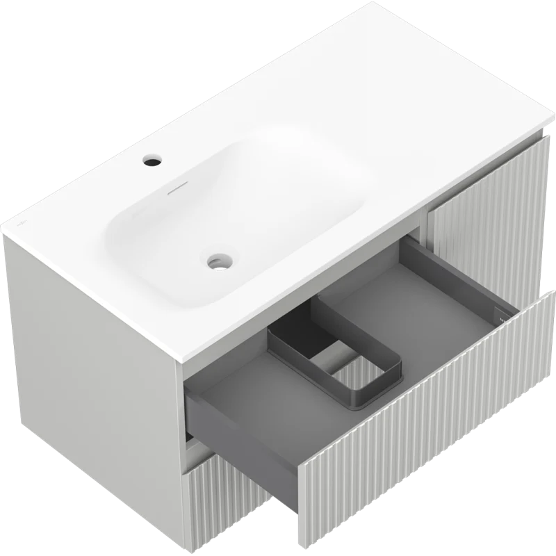 Servantskap med vask 90 cm grå/hvit Mexen Rivel Vela venstre - 91A23-09047-3-BBFFF62-W23L01