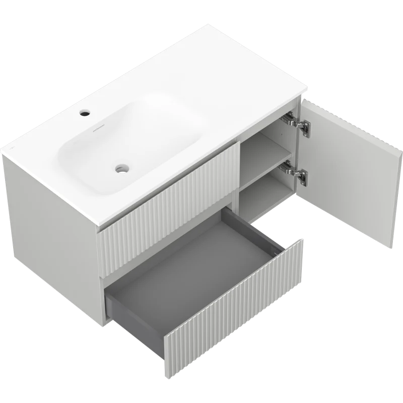 Servantskap med vask 90 cm grå/hvit Mexen Rivel Vela venstre - 91A23-09047-3-BBFFF62-W23L01