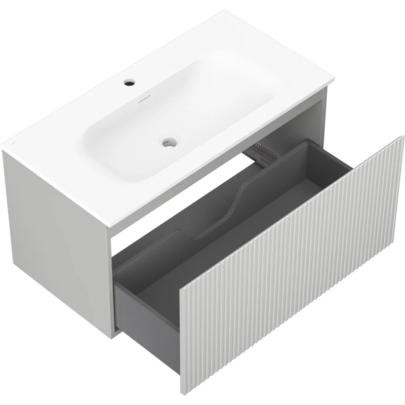 Servantskap med vask 90 cm grå/hvit Mexen Rivel, 1 skuff - 91A20-09047-1-BF62-W23M01