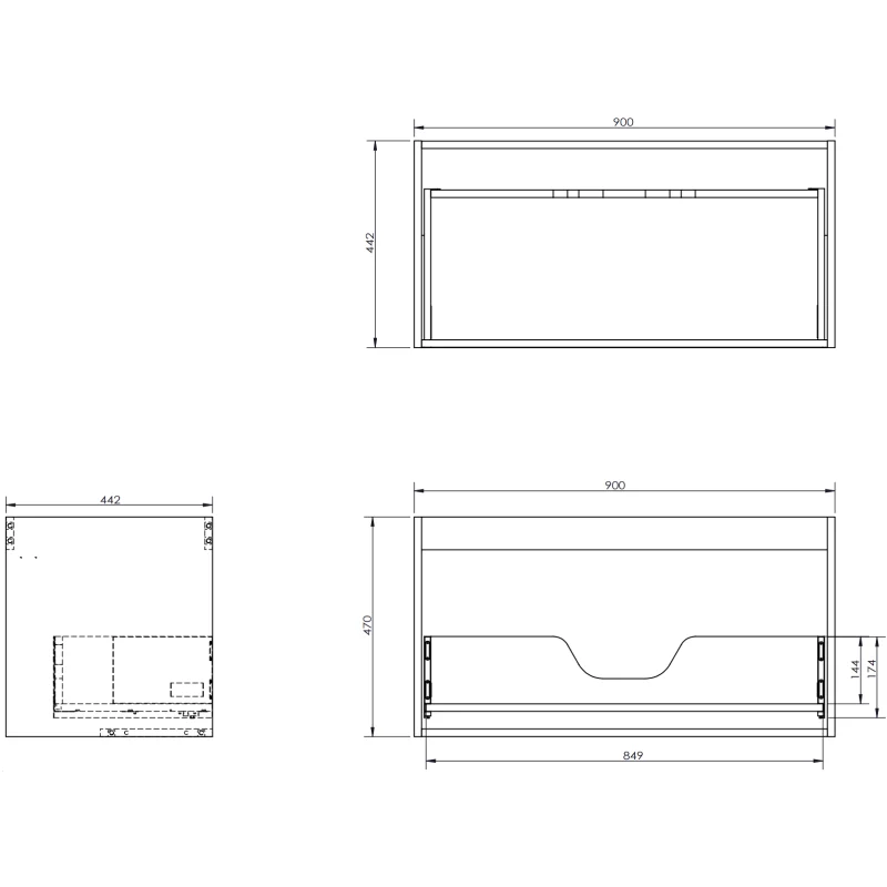 Servantskap med vask 90 cm grå/hvit Mexen Rivel, 1 skuff - 91A20-09047-1-BF62-W23M01