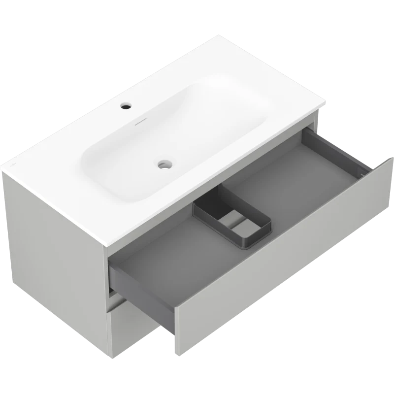 Servantskap med vask 90 cm grå/hvit, 2 skuffer, Mexen Orio - 91A10-09047-2-BFF62-W23M01