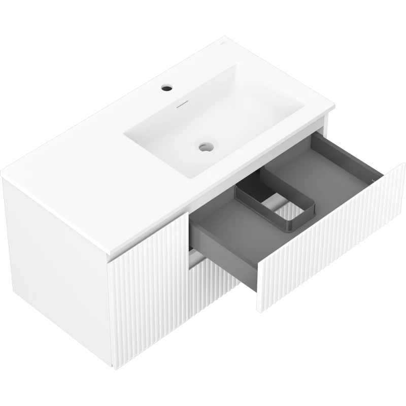 Servantskap med vask 90 cm hvit matt, Mexen Rivel Otis høyre - 91A23-09047-3-BBFFF01-W18P01