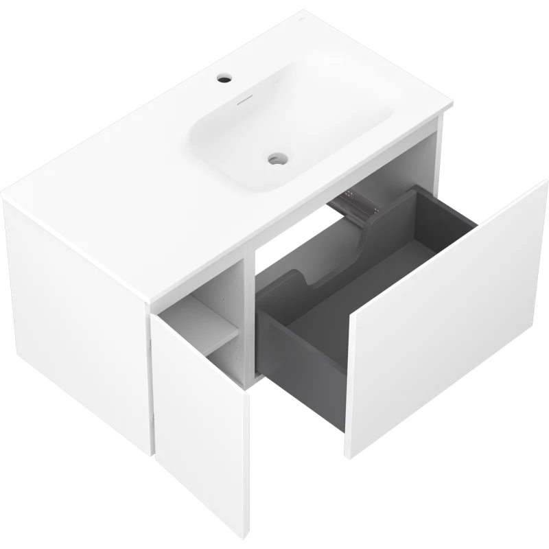 Servantskap med vask 90 cm hvit matt, Mexen Orio Vela høyre - 91A13-09047-3-BBFF01-W23P01
