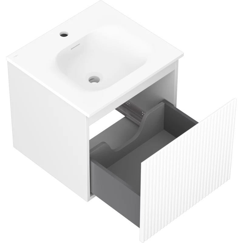 Servantskap med vask 50 cm hvit matt, Mexen Rivel Vela, 1 skuff - 91A20-05047-1-BF01-W23M01