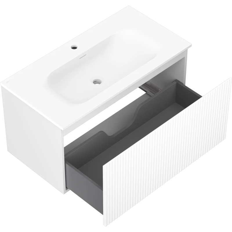 Servantskap med vask 90 cm hvit Mexen Rivel Vela, 1 skuff - 91A20-09047-1-BF01-W23M01