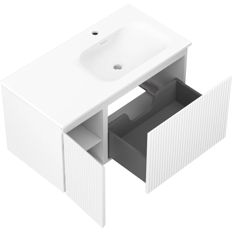 Servantskap med vask 90 cm Mexen Rivel Vela hvit høyre - 91A23-09047-3-BBFF01-W23P01