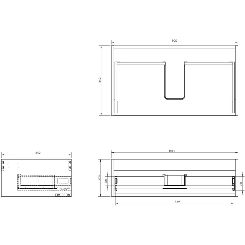 Servantskap med vask 80 cm Mexen Rivel/Otis grå/hvit matt - 91A20-08023-1-BF62-W18M01