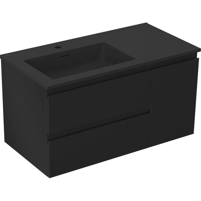 Servantskap med vask 90 cm svart matt, Mexen Orio Otis venstre - 91A13-09047-3-BBFFF71-W18L71