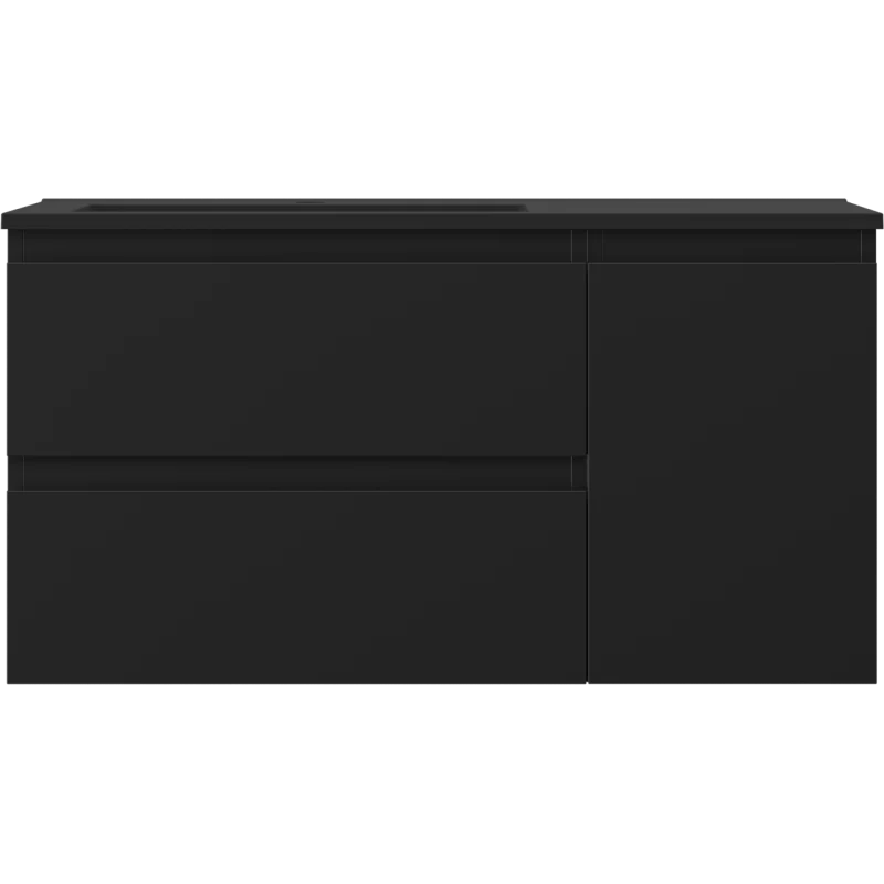 Servantskap med vask 90 cm svart matt, Mexen Orio Otis venstre - 91A13-09047-3-BBFFF71-W18L71