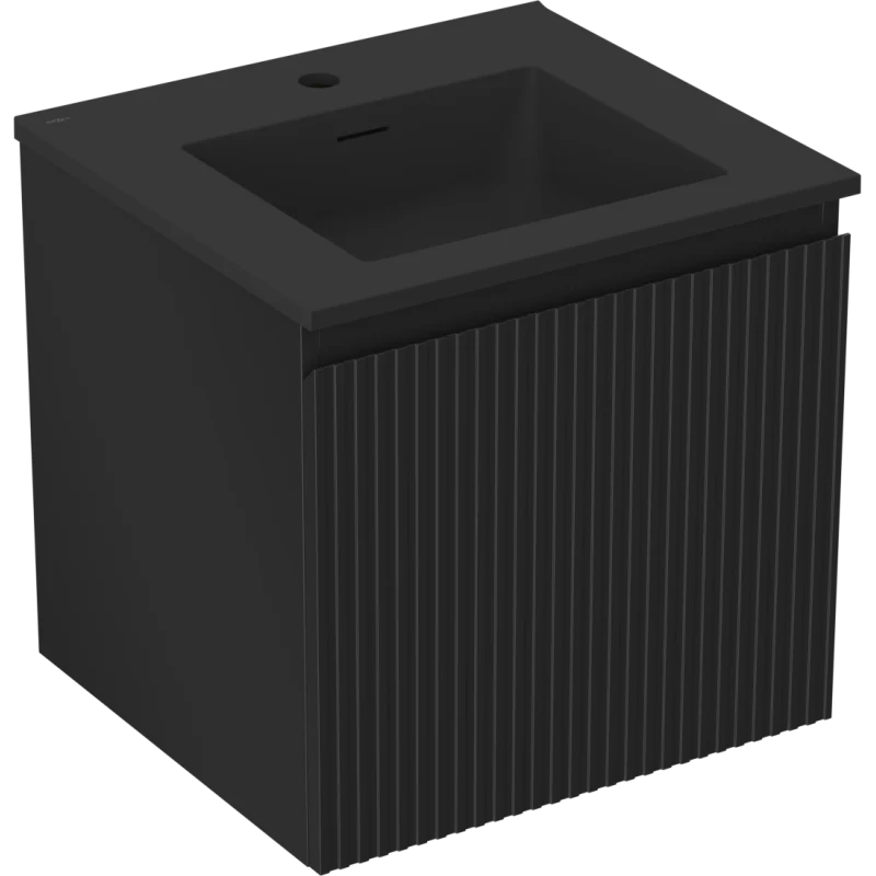 Servantskap med vask 50 cm, svart matt, 1 skuff Mexen Rivel - 91A20-05047-1-BF71-W18M71