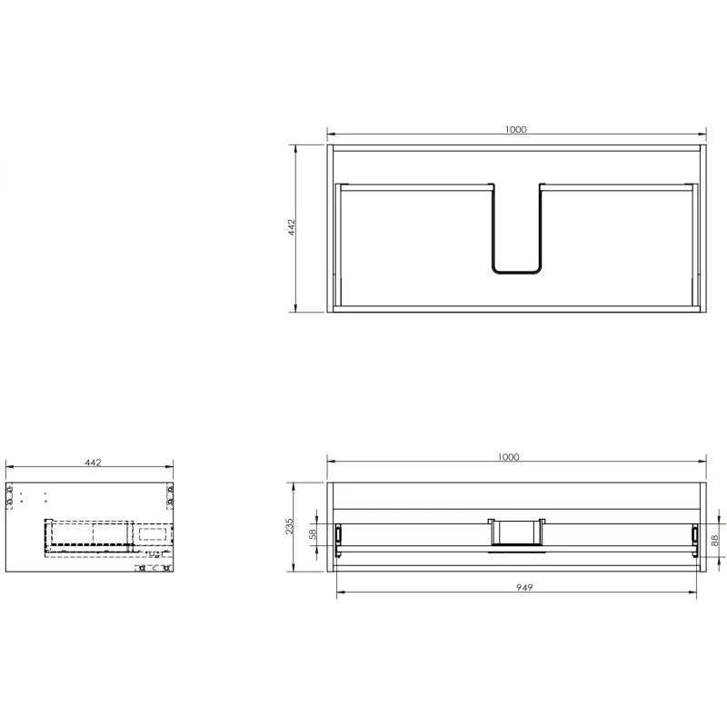 Servantskap 100 cm, Valnøtt, 1 skuff, riflet front, Mexen Rivel – 91A20-10023-1-BF86