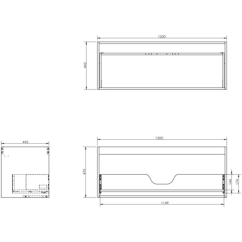 Servantskap 120 cm, Eik, 1 Skuff, Riflet Front, Mexen Rivel – 91A20-12047-1-BF81