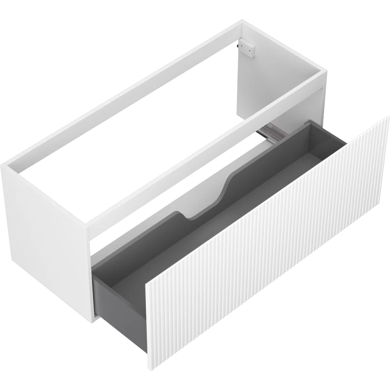 Servantskap 120 cm, Hvit Matt, 1 Skuff, Riflet Front, Mexen Rivel – 91A20-12047-1-BF01