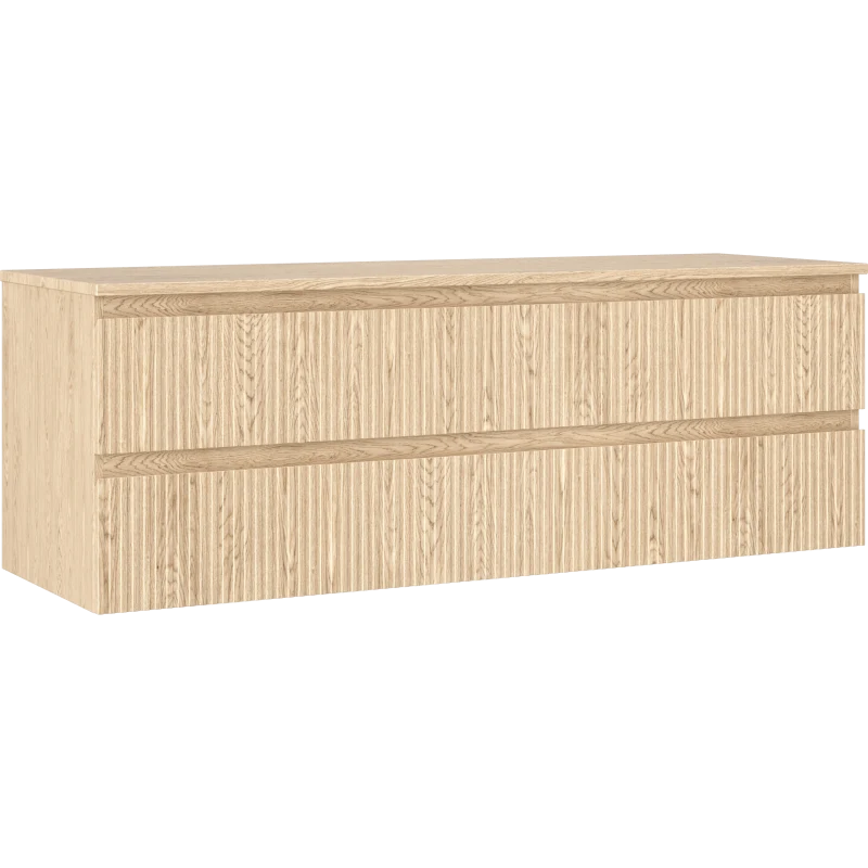 Servantskap 140 cm, Eik, 2 skuffer, riflet front, Mexen Rivel – 91A20-14047-2-BFFC81