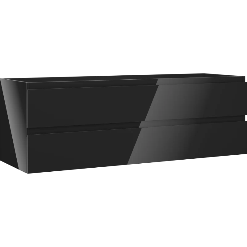 Servantskap 140 cm, Svart Høyglans, 2 Skuffer, Mexen Orio – 91A10-14047-2-BFF70