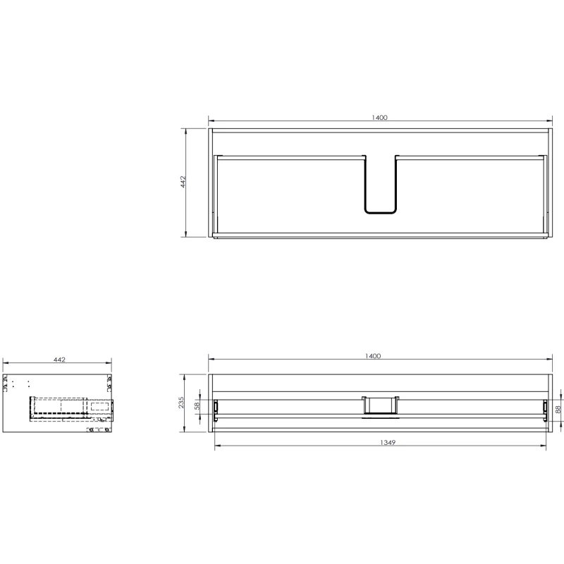 Servantskap 140 cm, Svart Matt, 1 Skuff, Mexen Rivel – 91A20-14023-1-BF71