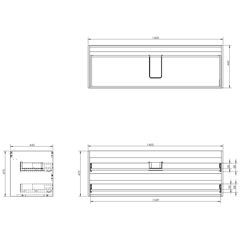 Servantskap 140 cm, Valnøtt, 2 Skuffer, Mexen Rivel – 91A20-14047-2-BFFC86