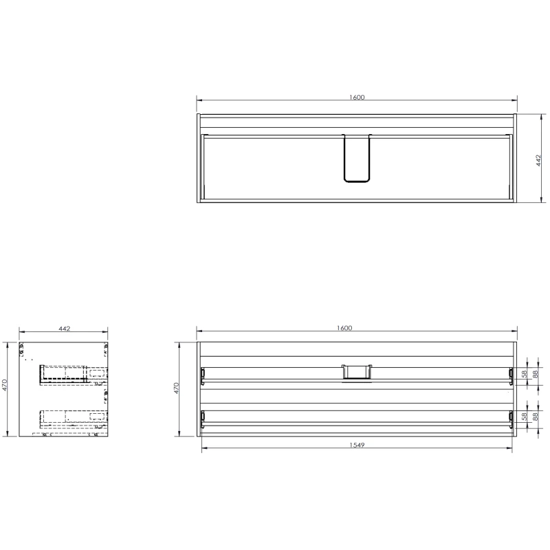 Servantskap 160 cm, Eik, 2 skuffer, riflet front, Mexen Rivel – 91A20-16047-2-BFFC81