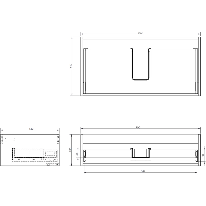 Servantskap 90 cm, Eik, 1 Skuff, Riflet Front, Mexen Rivel – 91A20-09023-1-BFC81