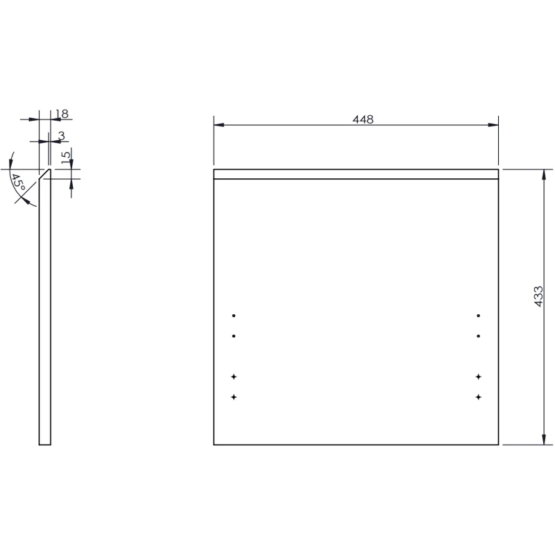 Servantskap 45 cm, Eik, 1 skuff, riflet front, Mexen Rivel – 91A20-04547-1-BF81
