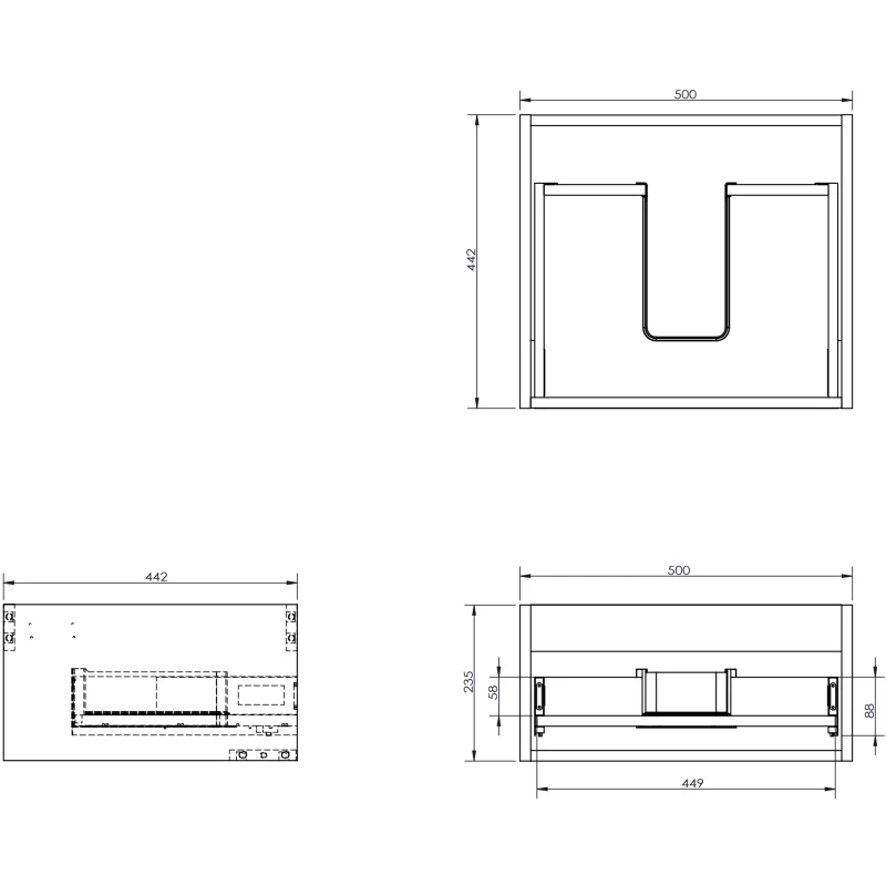 Servantskap 50 cm, Eik, 1 skuff, riflet front, Mexen Rivel – 91A20-05023-1-BF81
