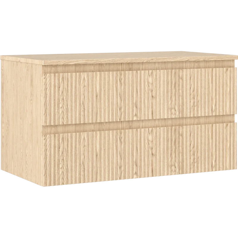 Servantskap 90 cm, Eik, 2 skuffer, riflet front, Mexen Rivel – 91A20-09047-2-BFFC81