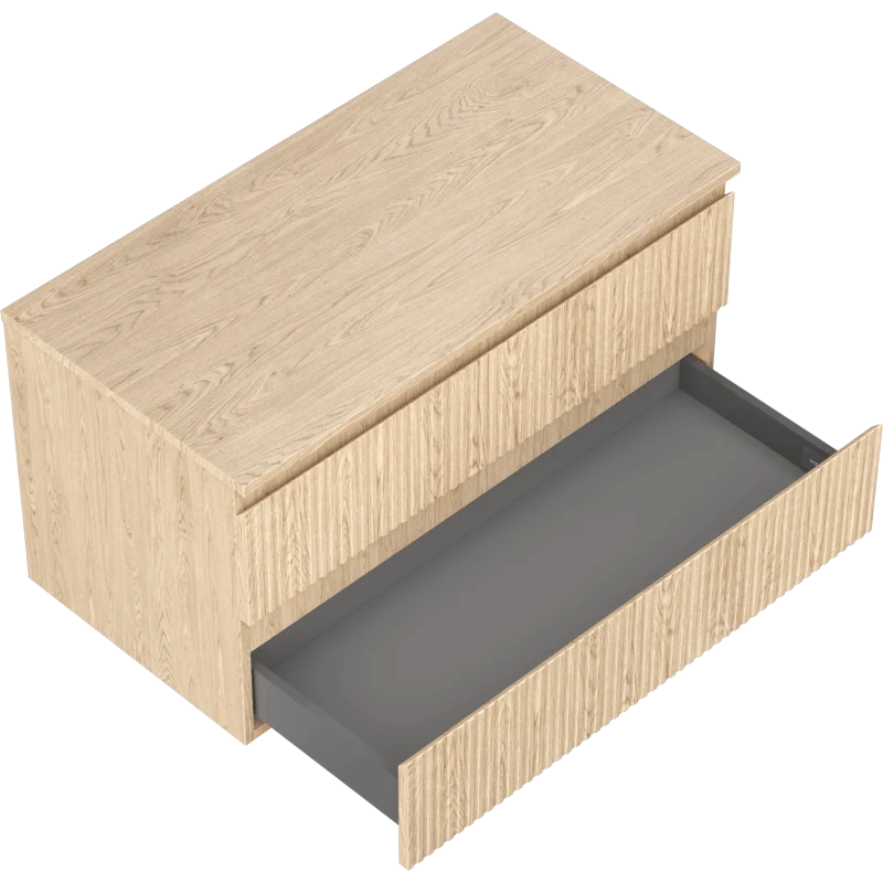 Servantskap 90 cm, Eik, 2 skuffer, riflet front, Mexen Rivel – 91A20-09047-2-BFFC81