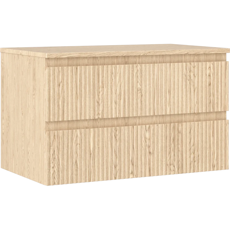 Servantskap 80 cm, Eik, 2 skuffer, riflet front, Mexen Rivel – 91A20-08047-2-BFFC81