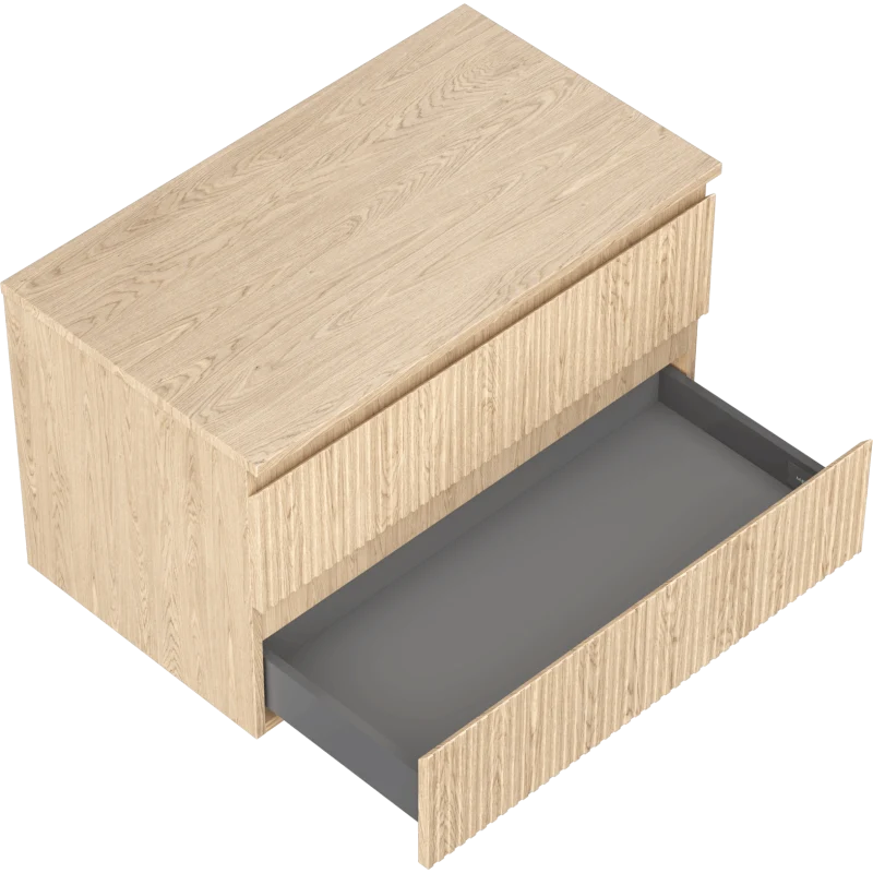 Servantskap 80 cm, Eik, 2 skuffer, riflet front, Mexen Rivel – 91A20-08047-2-BFFC81