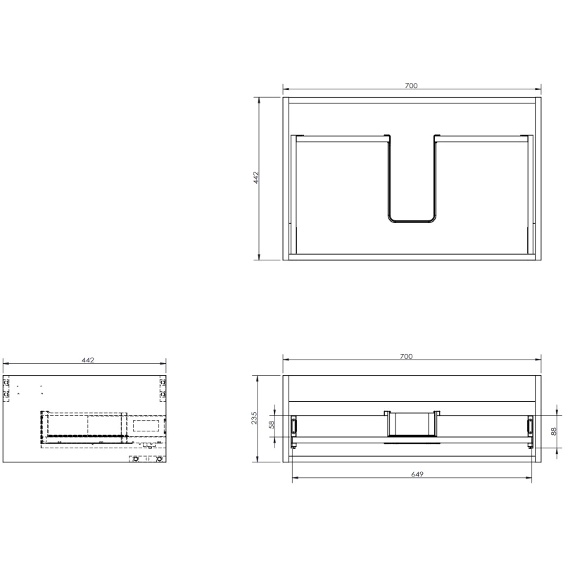 Servantskap 70 cm, Hvit Matt, 1 Skuff, Veggmontert, Mexen Orio – 91A10-07023-1-BFC01