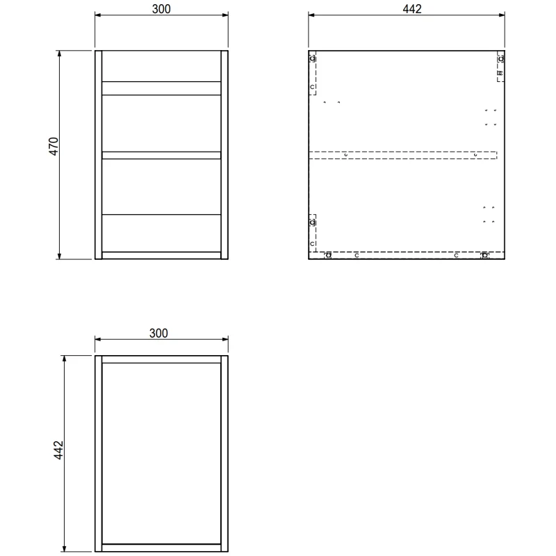 Servantskap 30 cm, Svart Matt, 1 Dør, Riflet Front, Mexen Rivel – 91A21-03047-1-BF71