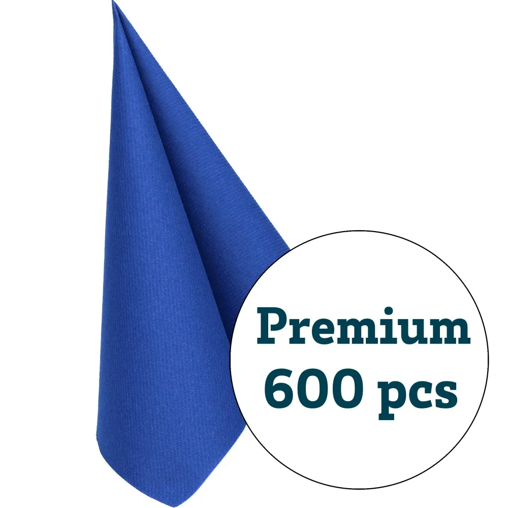 SERVIETT PREMIUM MØRKBLÅ 40X40 KARTONG (600 STK)