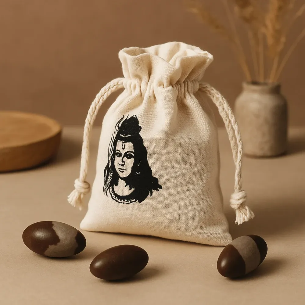 Shiva Lingam steiner 1 tomme sett med 3