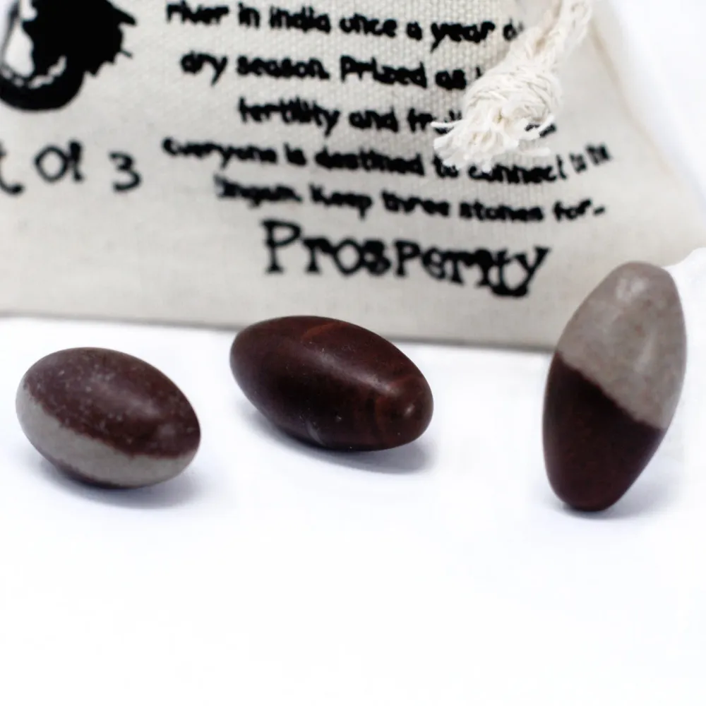 Shiva Lingam steiner 1 tomme sett med 3
