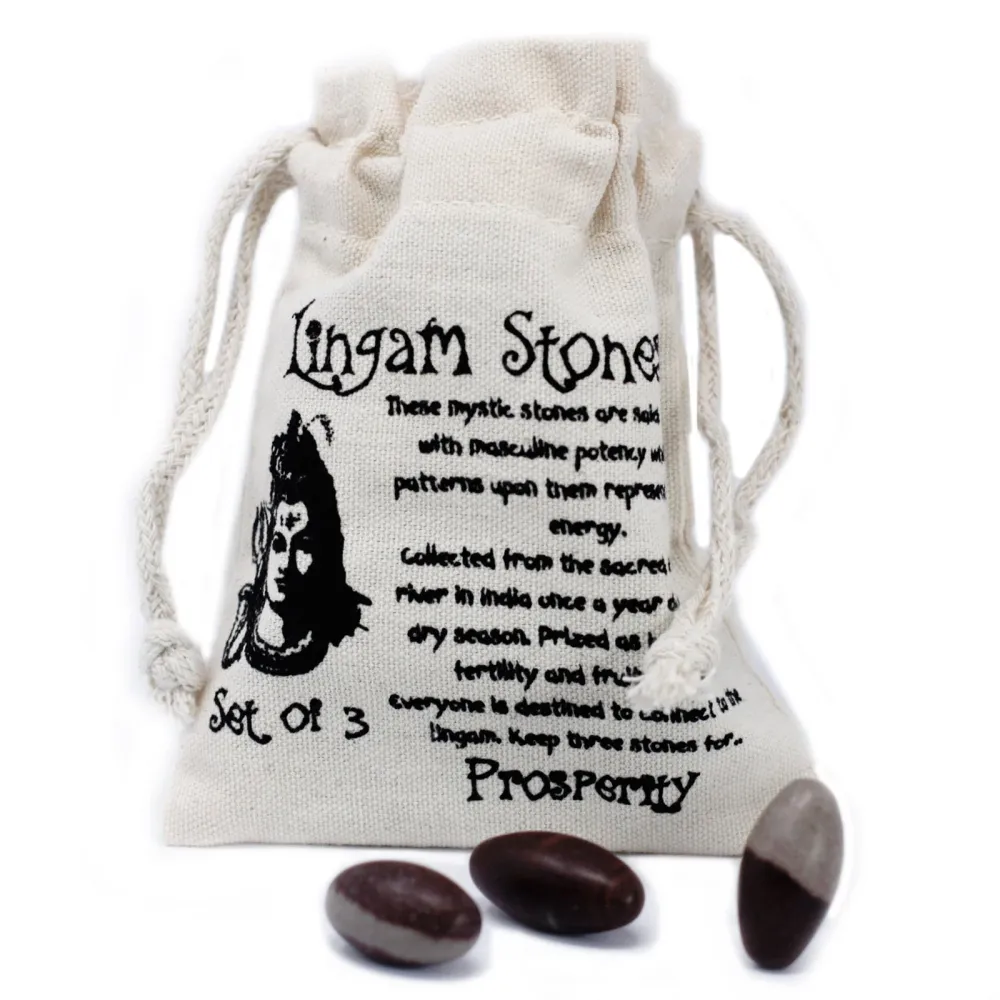 Shiva Lingam steiner 1 tomme sett med 3
