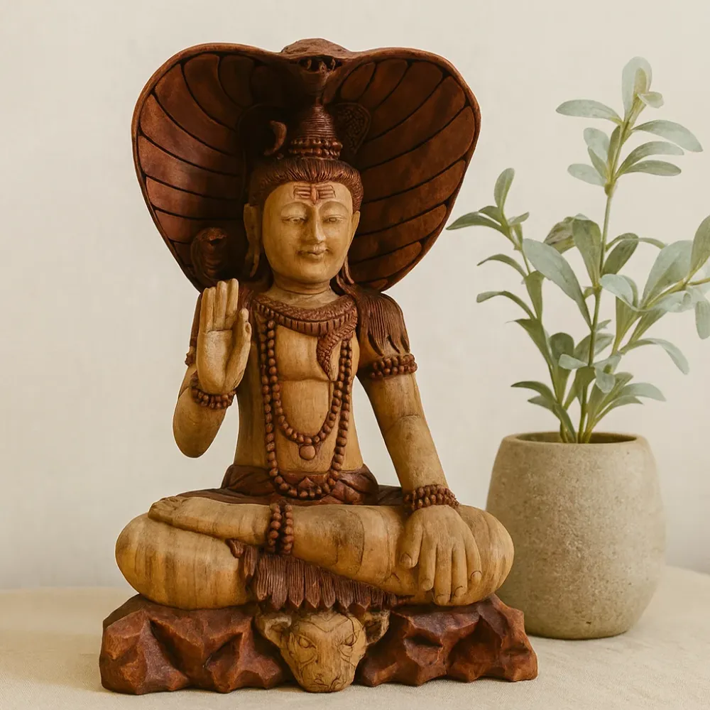 Tre Shiva-statue med kobra 50cm