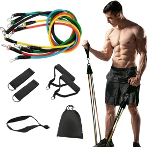 Treningsstrikk sett med håndtak Adjustable resistance bands set - full set