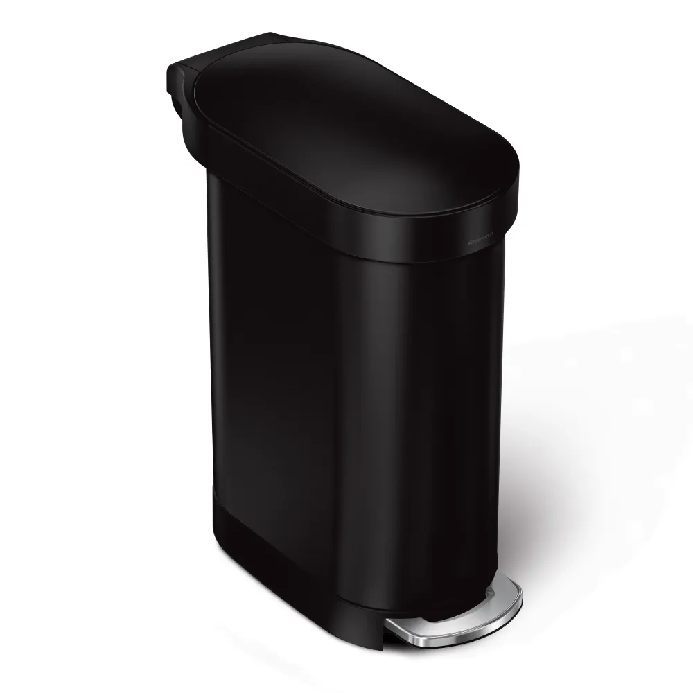 Smal pedalbøtte 45 L svart