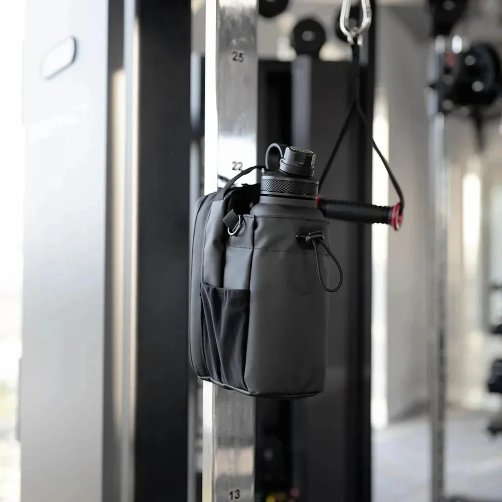 Magnetisk vannflaskeholder treningsstudio - Hands-Free Hydration Bag med telefonlomme