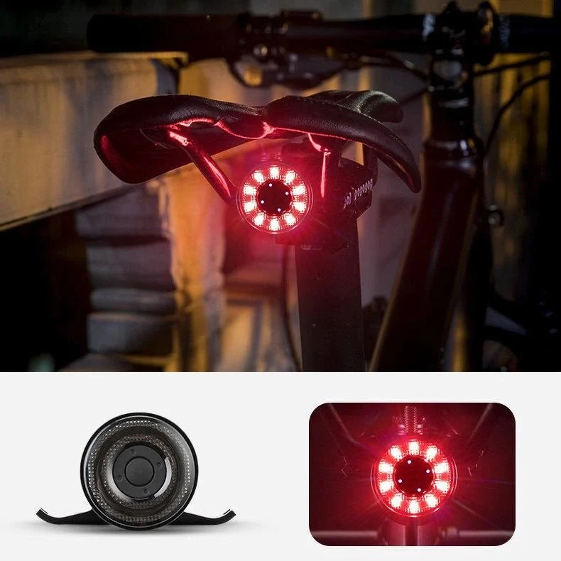 LED sykkel baklys med USB-C lading, rødt lys, 5 moduser