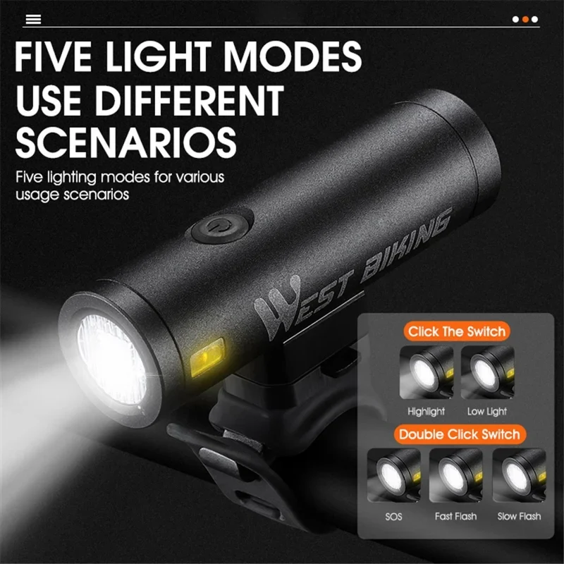 Lyssterk LED-forlykt 500LM sykling om natten - Svart