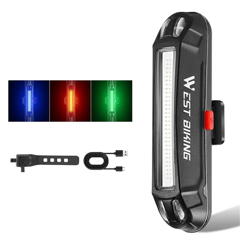 Lyssterk LED-sykkel baklys med USB, sykkelvarsellampe - T2