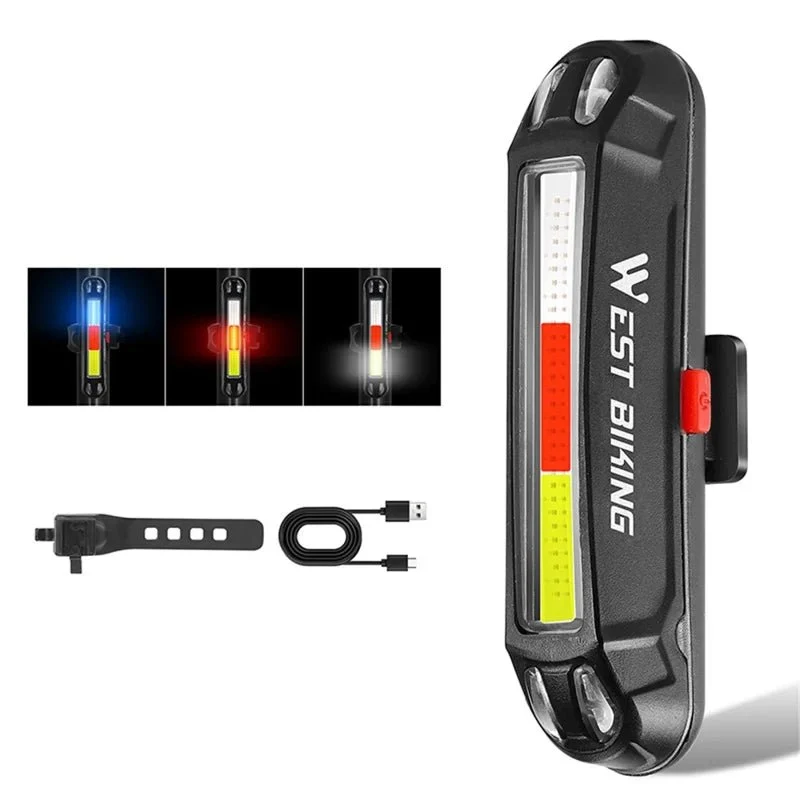 Lyssterk LED-sykkel baklys med USB, sykkelvarsellampe - T3