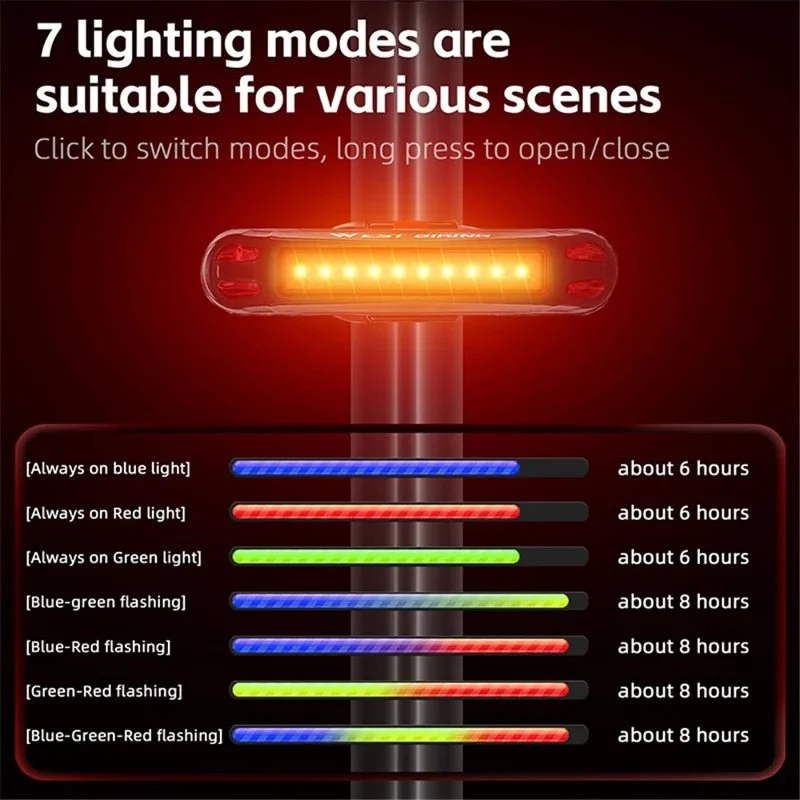 Lyssterk LED-sykkel baklys med USB, sykkelvarsellampe - T3