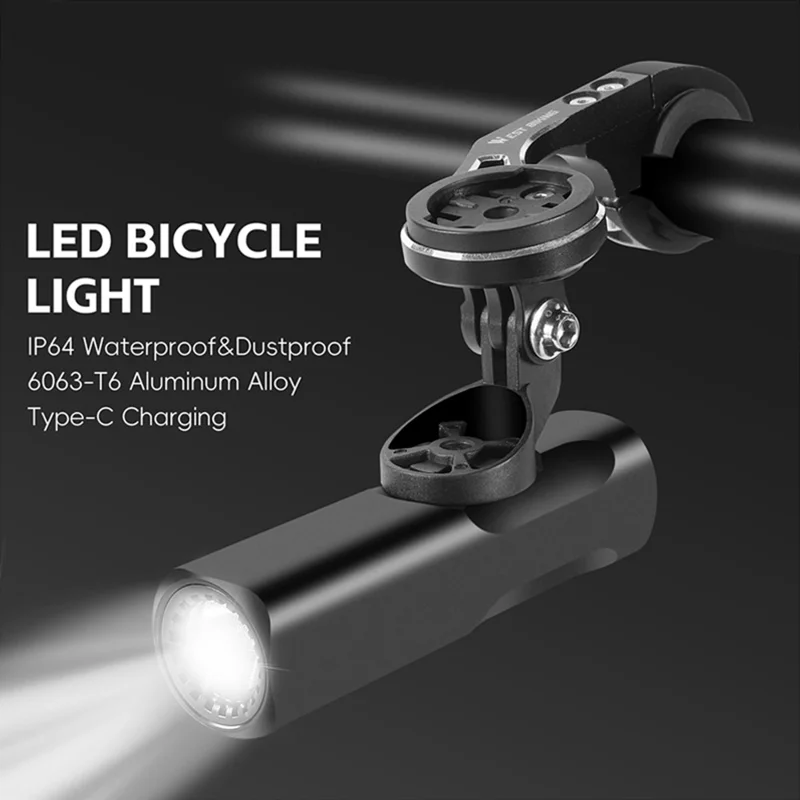 Lyssterkt sykkellykt foran 800LM i aluminiumlegering - Svart