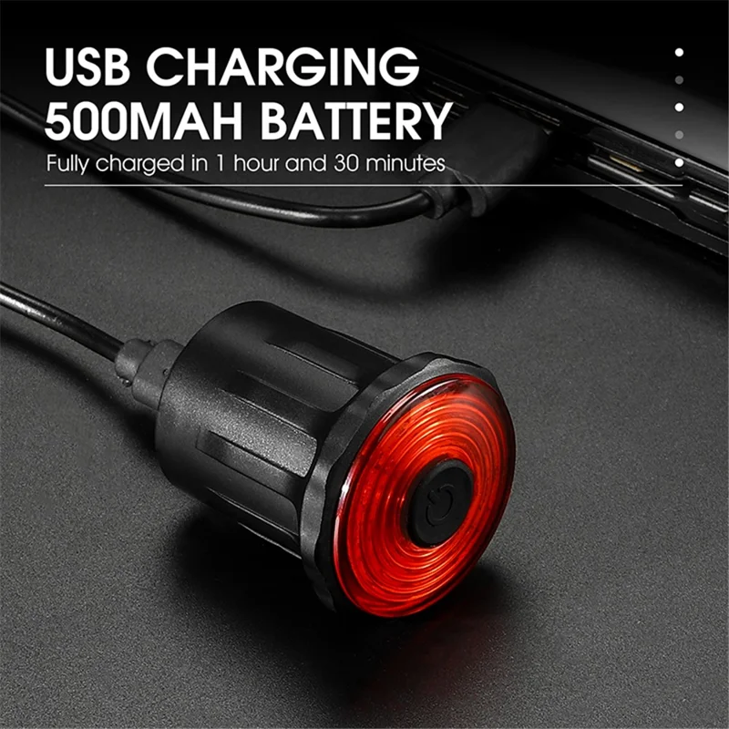 Oppladbart LED-sykkelbaklys med USB og smart induksjonsbrems