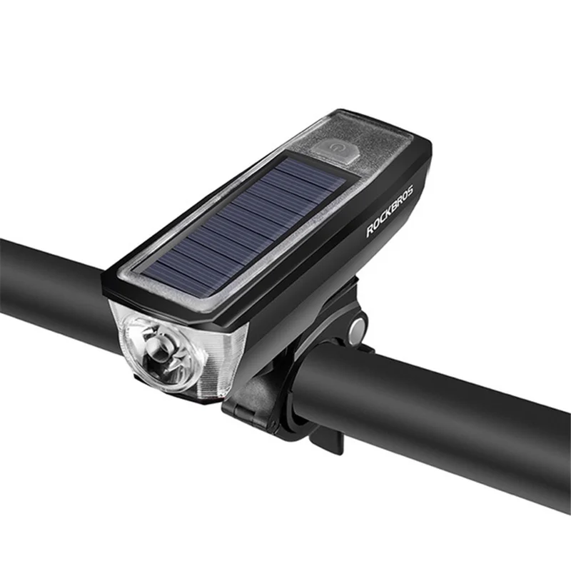 Solcelledrevet sykkellykt med batterilader og ringeklokke